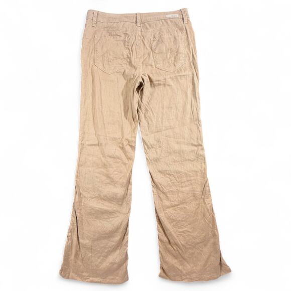 Level 99 Anthropologie Newport Wide Leg Pants Womens 29 Linen Boho Coastal Khaki - Picture 4 of 9